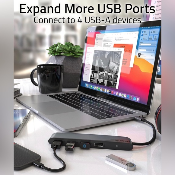 USB C to USB Hub 4 Ports USB C to USB Adapter MacBook Pro iPad Pro iMac - Picture 3 of 7